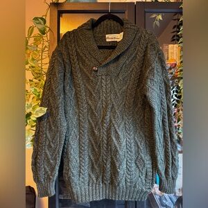 Aran Crafts Green Shawl Collar Sweater